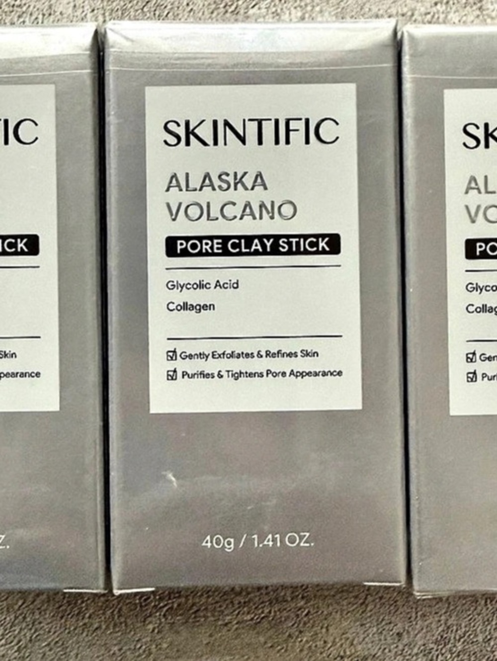 SKINTIFIC Alaska Volcano Pore Clay Stick 3-Pack Charcoal NWT